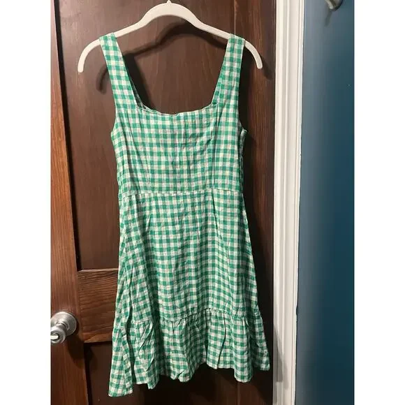 New Lush Dress Women's XS Mini Gingham Linen Blend Sundress Ruffle A-line Summer - Picture 4 of 13